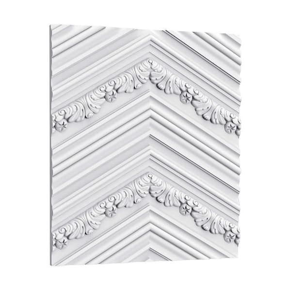 3/4 in. D x 15- 3/4 in. W W x 78- 3/4 in. W L 3D Chevron Acanthus Primed White Polyurethane Panel Moulding