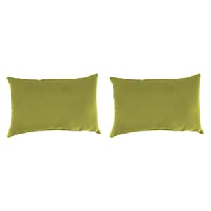 18 in. L x 12 in. W x 4 in. T Outdoor Pillow Lumbar Throw in Veranda Kiwi (2-Pack)