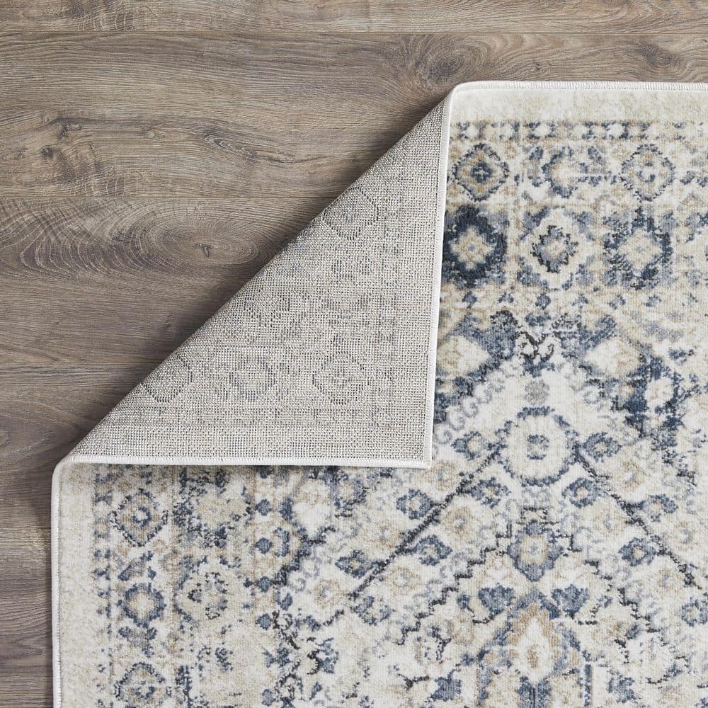 Kehleigh 2' x 3' Blue and Cream Synthetic Oriental Rug