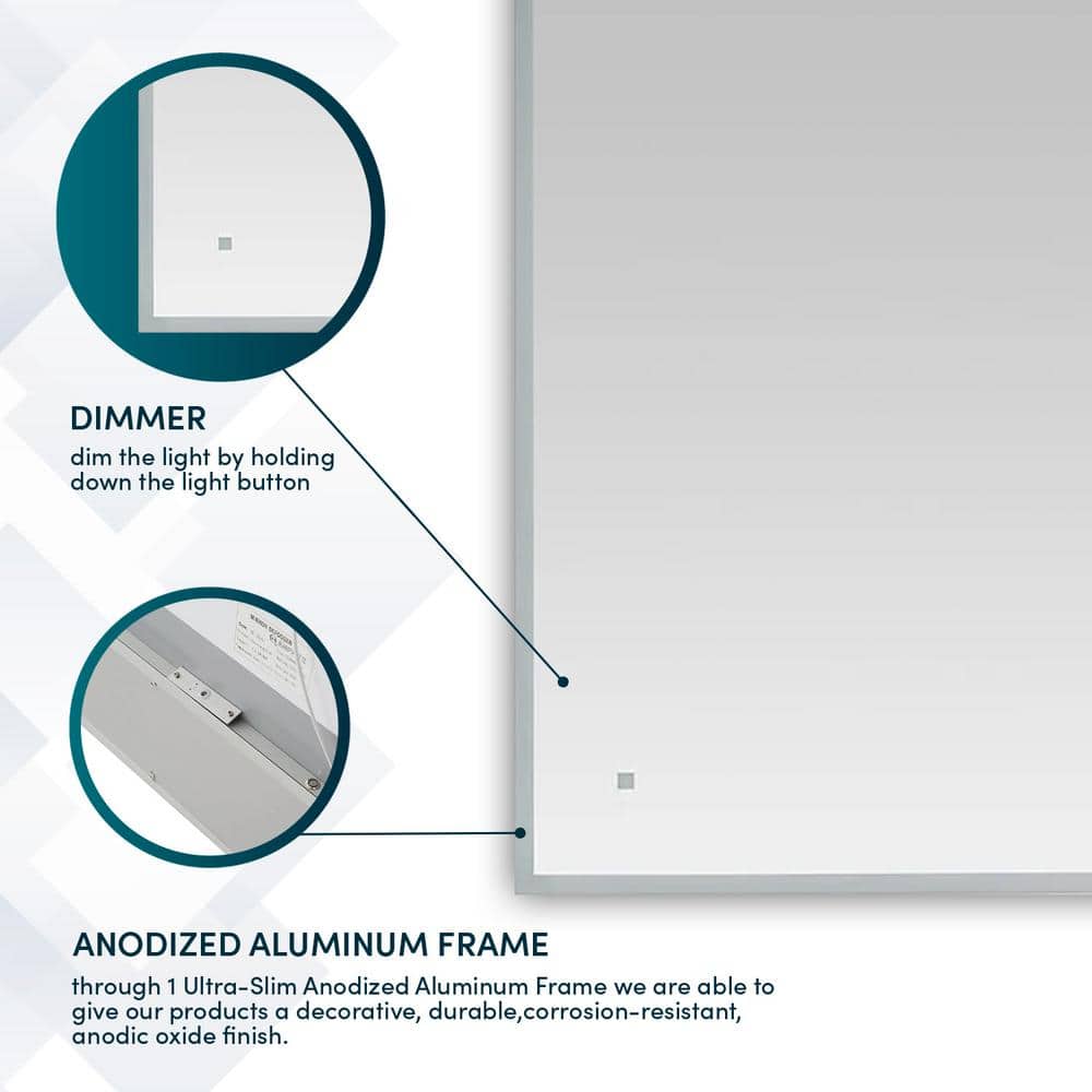 Edge Silver LED Lighted Bathroom Vanity Mirror 30"x32"