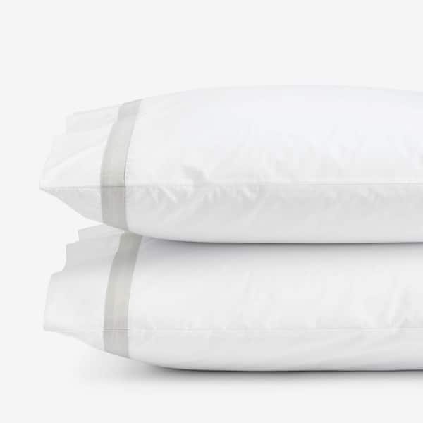 Legends Hotel Supima Contrast Border Percale Pearl Gray Standard Pillowcase (Set of 2)