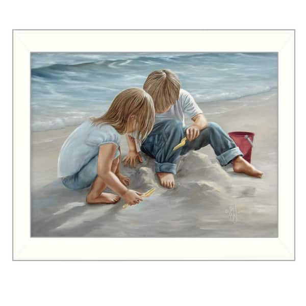 HomeRoots Charlie Sand Castle Builders 1-Piece Framed Wall Art 18 in. x 14 in.