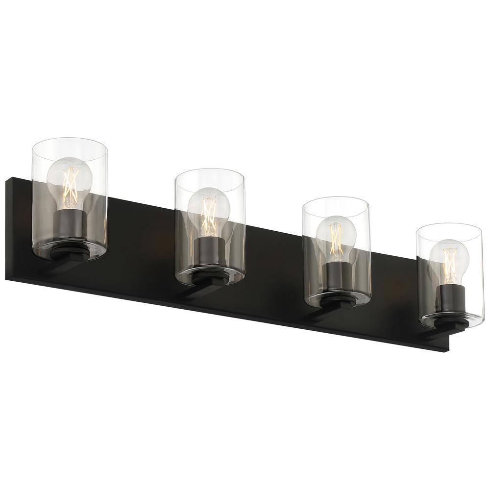 Oslo Matte Black 30" LED Vanity Light with Clear Glass Shades