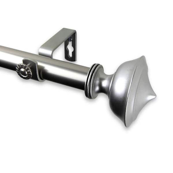Rod Desyne 28 in. - 48 in. Telescoping 1 in. Satin Nickel Single Curtain Rod Kit with Leopold Finial