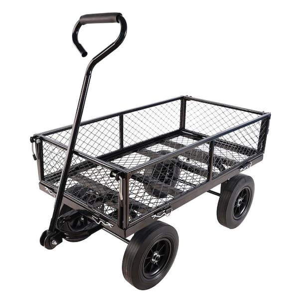 3.53 cu. ft. Metal Garden Cart trucks in Black Make it Easier to Transport Firewood