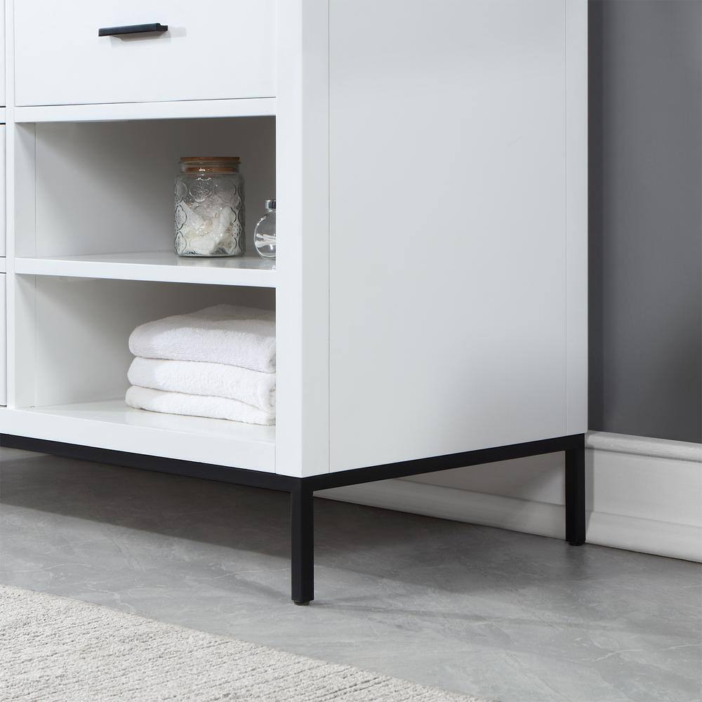 Kesia 60" White Double Bathroom Vanity with Composite Stone Top