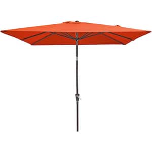 6.5 ft. x 10 ft. Steel Push-Up Patio Umbrella in Orange with Tilt, Crank and 6 Sturdy Ribs for Deck, Lawn, Pool