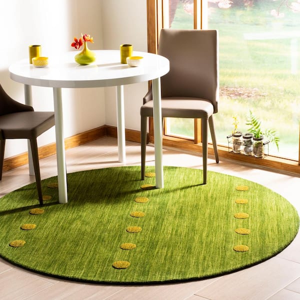 Himalaya Green 6 ft. x 6 ft. Round Geometric Area Rug