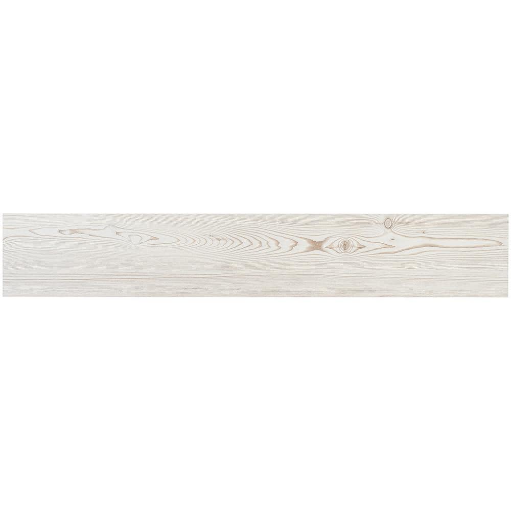 Teakwood Mandorla 8" x 48" Matte White Porcelain Wood Look Tile