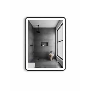 24 in. W x 32 in. H LED Mirror Rectangular Framed Anti-Fog Wall Bathroom Vanity Mirror Hotel Anti-Rust Hangs