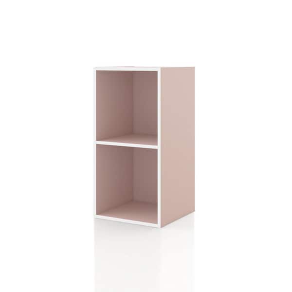 Furniture of America Quincy 23.7 in. Tall Stackable Light Pink Engineered Wood 2-Shelf Modern Modular Slim Bookcase