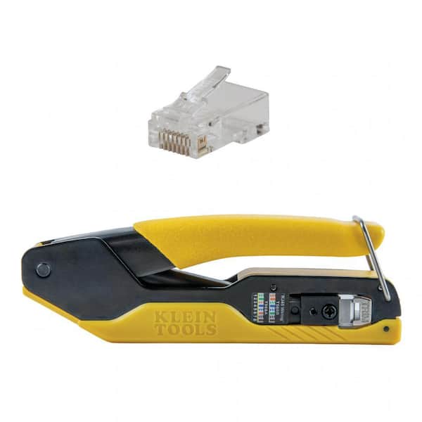 Klein Tools - Compact Pass-Thru Modular Crimper with CAT5E Data Plugs (20-Pack)