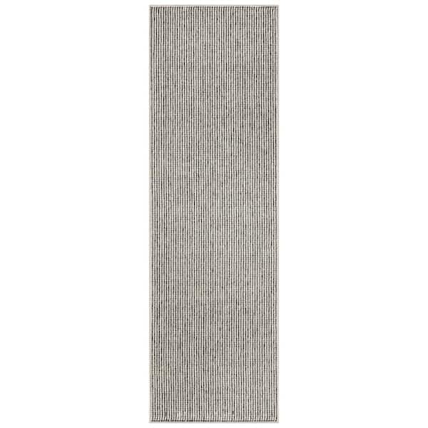 Nourison Textured Home Ivory Grey 2 ft. x 6 ft. All-over design Contemporary Runner Area Rug