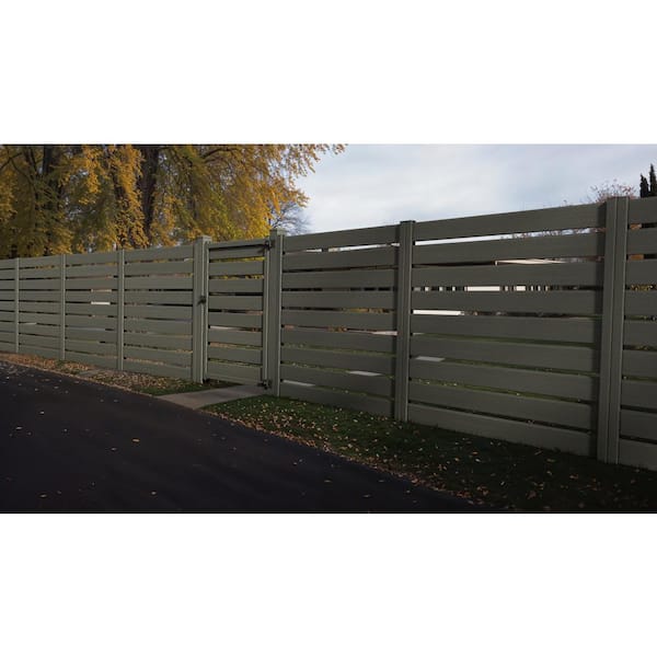 Natures Composites Composite Modern Horizontal Semi-Privacy ( 6 ft. H x 4 ft. W) Slate Grey Full Size Fence Gate