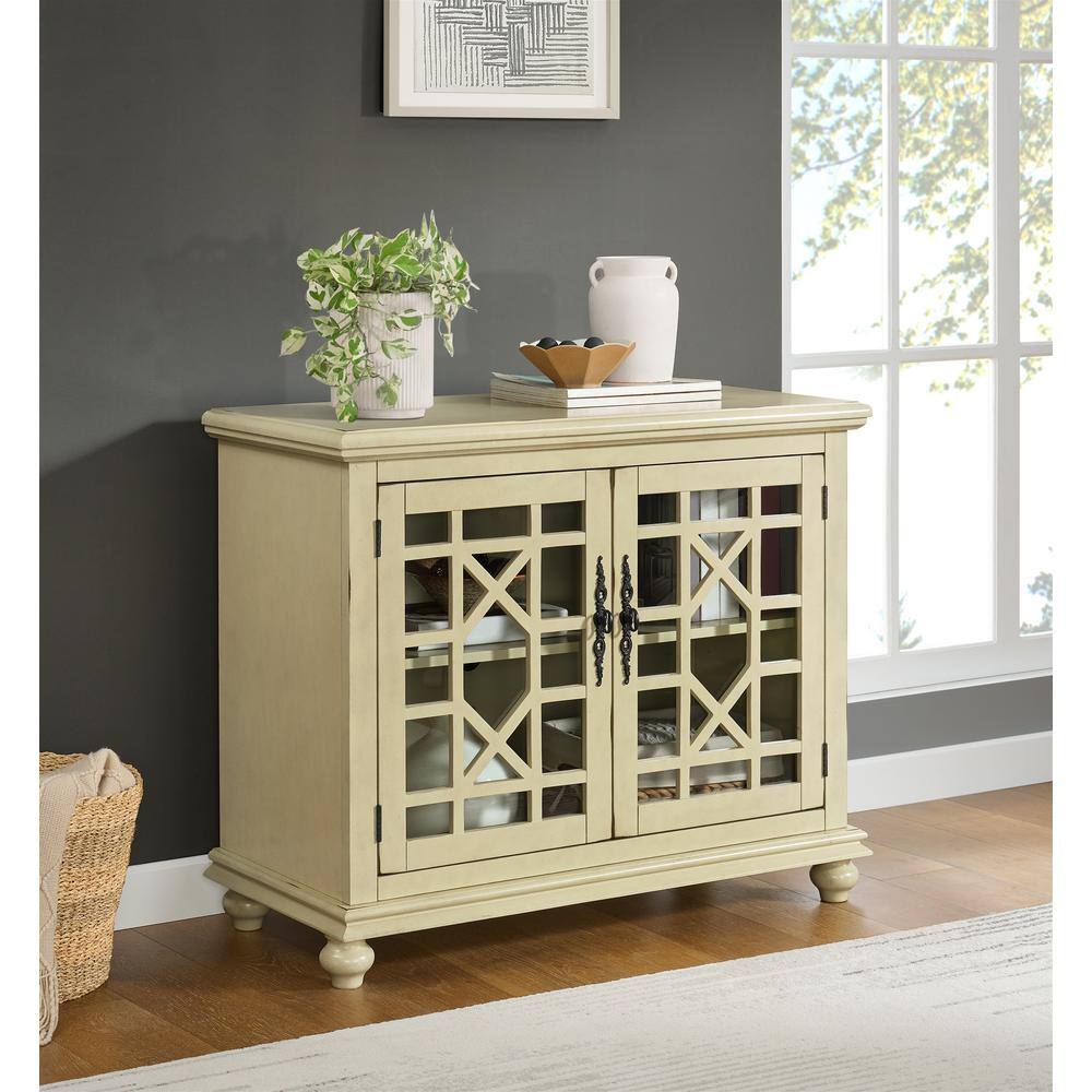 Antique White Traditional Small Spaces TV Stand with Cabinet