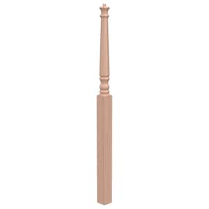 Stair Parts 4015 59 in. x 3 in. Unfinished Red Oak Pin Top Landing Newel Post for Stair Remodel