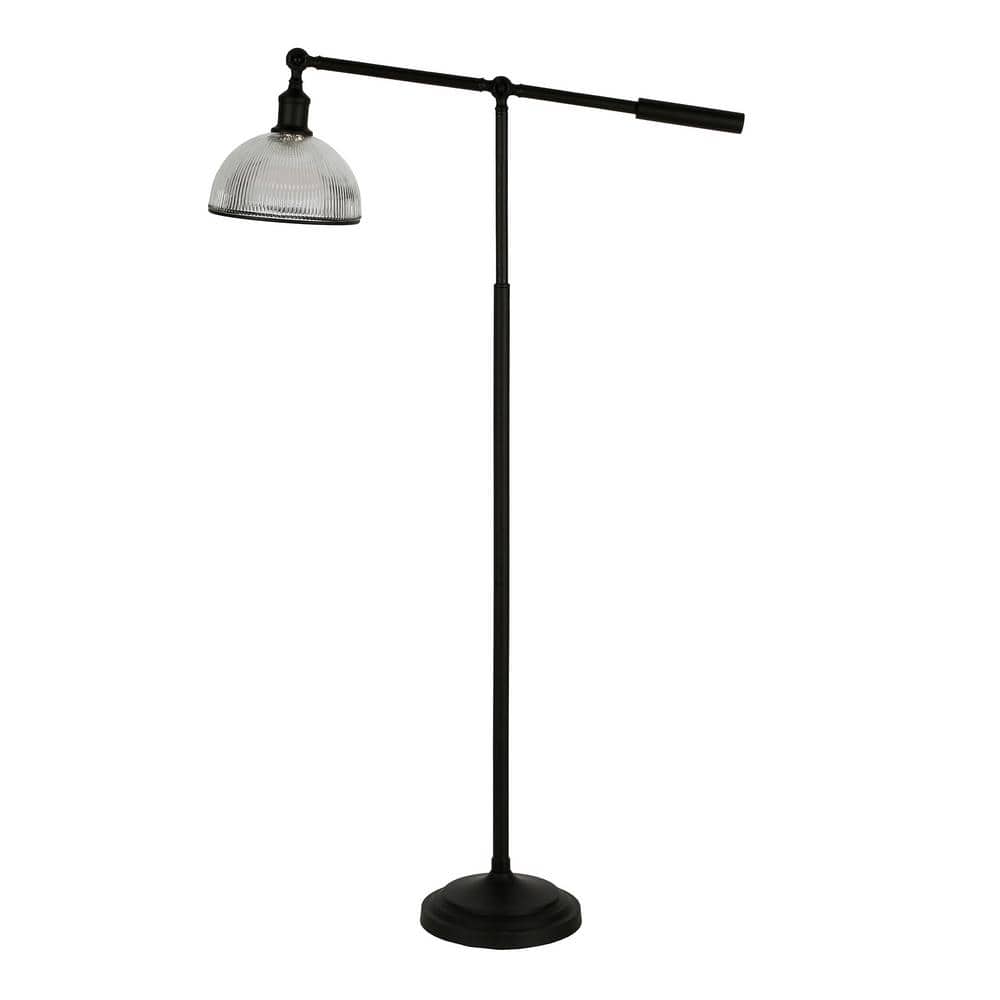 HomeRoots Jasmine 58 in Black 1 Light Swing Arm Floor Lamp for Living