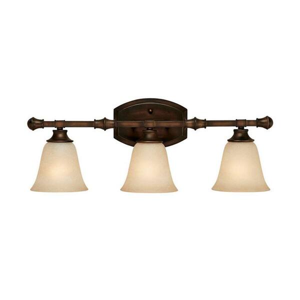 Filament Design Odios 3-Light Burnished Bronze Bath Vanity Light with Mist Scavo Glass