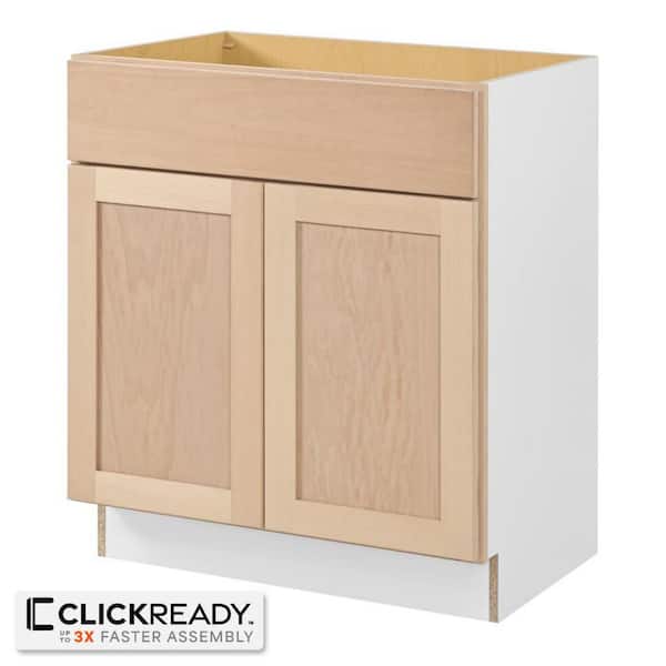 30 in. W x 21 in. D x 34.5 in. H Ready to Assemble Sink Base Bath Cabinet in Unfinished with CLICKREADY Technology