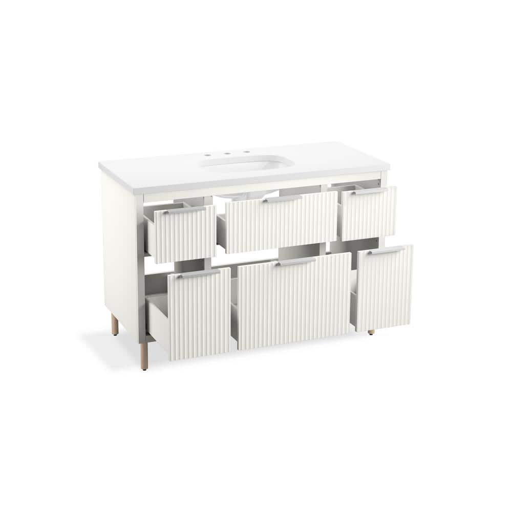 Spacity 48" White Wall-Hung Bathroom Vanity with Quartz Top