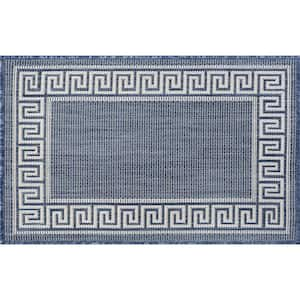 Eco Greek Key Navy 2 ft. x 3 ft. Indoor/Outdoor Area Rug