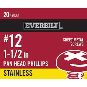 #12 1-1/2 in. Phillips Pan-Head Sheet Metal Screws (20-Pack)