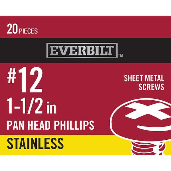 #12 1-1/2 in. Phillips Pan-Head Sheet Metal Screws (20-Pack)