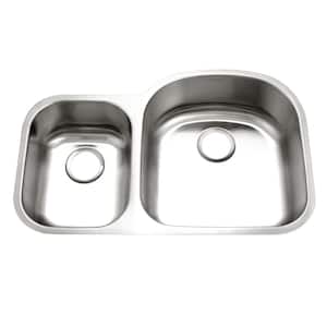 Houzer Eston 32 in. Stainless Steel Undermount 70/30 Double Small Left Bowl Kitchen Sink - STC-2200SL-1