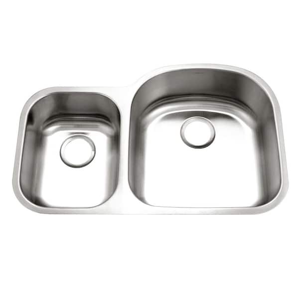 HOUZER Houzer Eston 32 in. Stainless Steel Undermount 70/30 Double Small Left Bowl Kitchen Sink - STC-2200SL-1