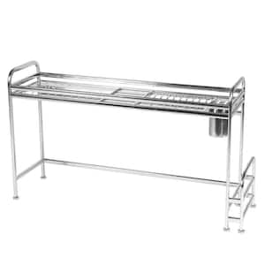 Stainless Steel Over Sink Drying Dish Rack Chopping Board Organizer with 110 lbs. Max Capacity in Silver