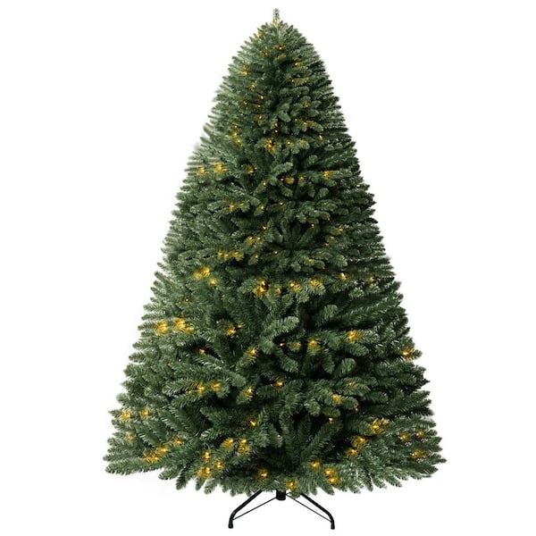 HOMESTOCK 7.5 ft. Frosted Prelit Artificial Christmas Tree with 1717-Branch Tips, 550-Warm Lights and Metal Stand