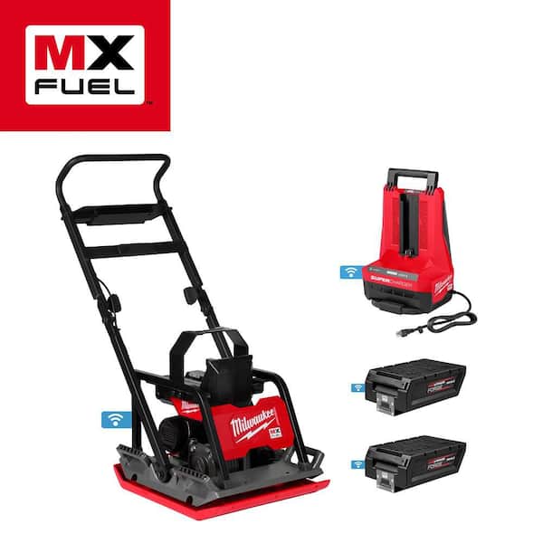 MX FUEL Lithium-Ion 20 in. Plate Compactor Kit with (2) FORGE HD12.0 Batteries and (1) MX FUEL Super Charger