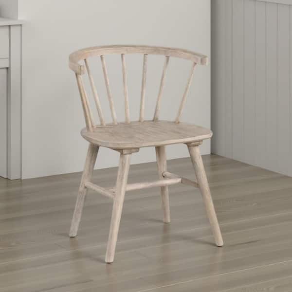 Yely Natural Oak Brown Wood Without Cushion Dining Chair (Set of 2)