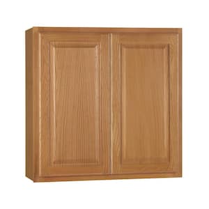 Hampton 30 in. W x 12 in. D x 30 in. H Assembled Wall Kitchen Cabinet in Medium Oak