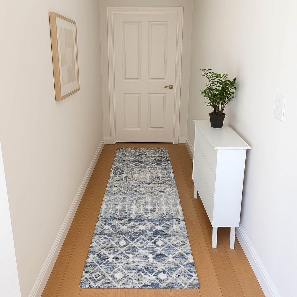 Mayfield Premium Machine Washable Abstract AMF1638 Blue 2 ft. 3 in. x 7 ft. 6 in. Runner Rug price history on PriceWatchPro