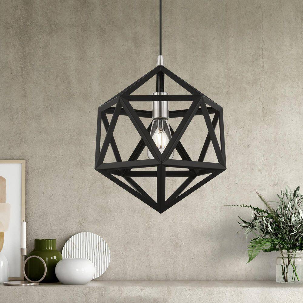Black and Brushed Nickel Geometric Mini Pendant Light