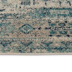 Zuma Beach Collection Turquoise 2 ft. x 3 ft. Rectangle Indoor/Outdoor Area Rug