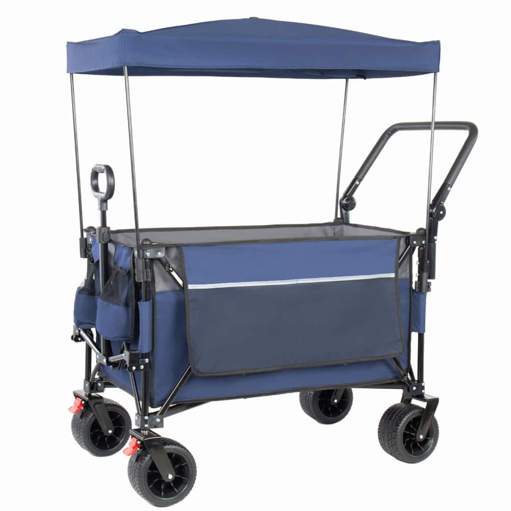 Folding Wagon with Canopy & 7''x4'' Wheels Brakes, 480lbs Load, Blue price history on PriceWatchPro