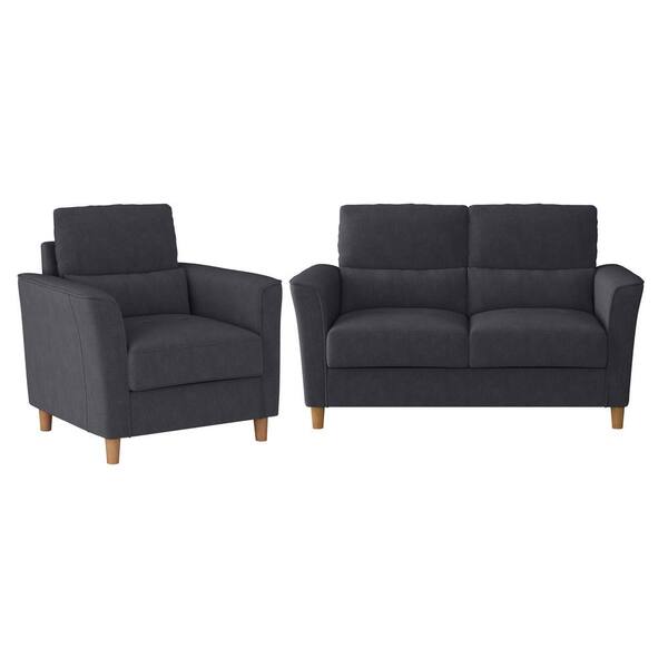 CorLiving 2Piece Dark Gray Upholstered Loveseat Sofa and