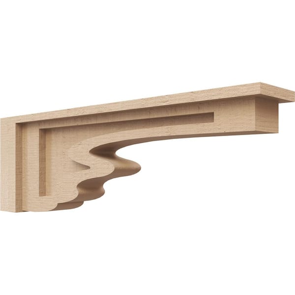 Ekena Millwork 3 in. x 6 in. x 18 in. Thin Highland Rough Cedar Woodgrain TimberThane Corbel, Primed Tan