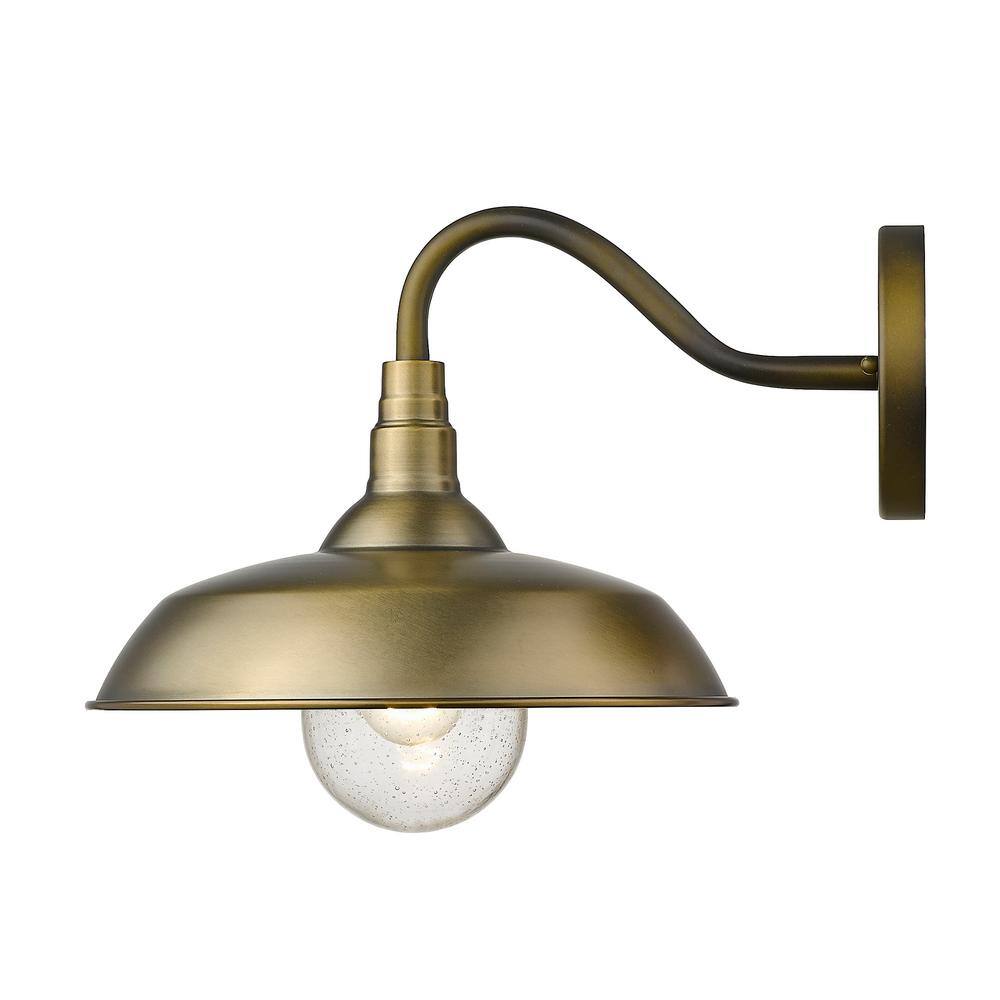 Antique Brass 14" Dimmable Outdoor Wall Sconce