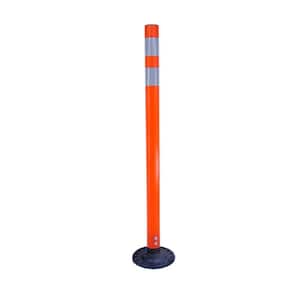 42 in. Orange Round Delineator Post with High-Intensity White Band and Base
