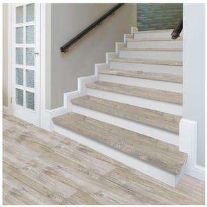 Lighthouse Oak/Rustic Wood/Salted Oak 47in.Lx12.15 in.Wx2.28in.T Vinyl Stair Tread and Reversible Riser Kit