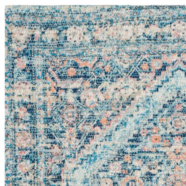 Safavieh Saffron Collection SFN577A Handmade Boho Chic Distressed Cotton Accent Rug Blue 2'3 x 4' Turquoise 