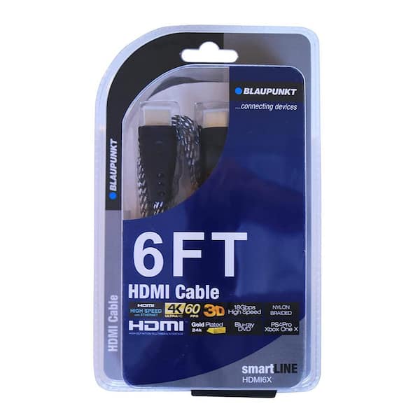 BLAUPUNKT 4K 6 ft. Cable High Speed Braided for TV, Gaming Consoles, PC, Laptop, Projectors and More HDMI6X - Home