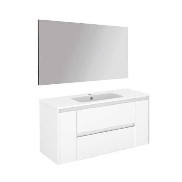 WS Bath Collections Ambra 47.5 in. W x 18.1 in. D x 22.3 in. H Complete Bathroom Vanity Unit in Gloss White with Mirror