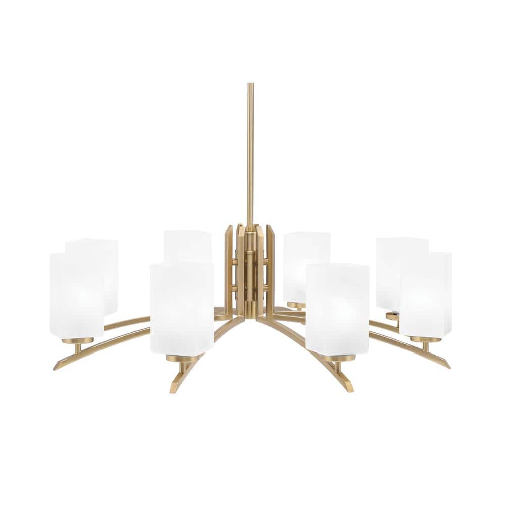 Siena 34 in. 8-Light New Age Brass Chandelier with 3.5 in. White Marble Gla