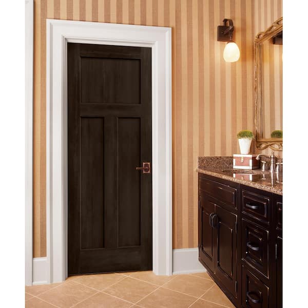 30 in. x 80 in. Craftsman Espresso Stain Left-Hand Solid Core Molded Composite MDF Single Prehung Interior Door