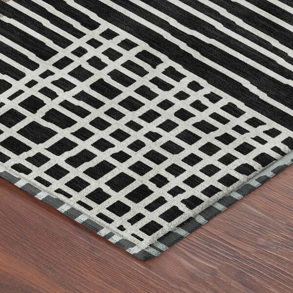 Mayfield Premium Machine Washable Abstract AMF2270 Black 9 ft. x 12 ft. Area Rug