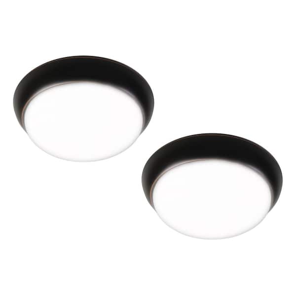 11 in. Oil-Rubbed Bronze Integrated LED Flush Mount (2-Pack)